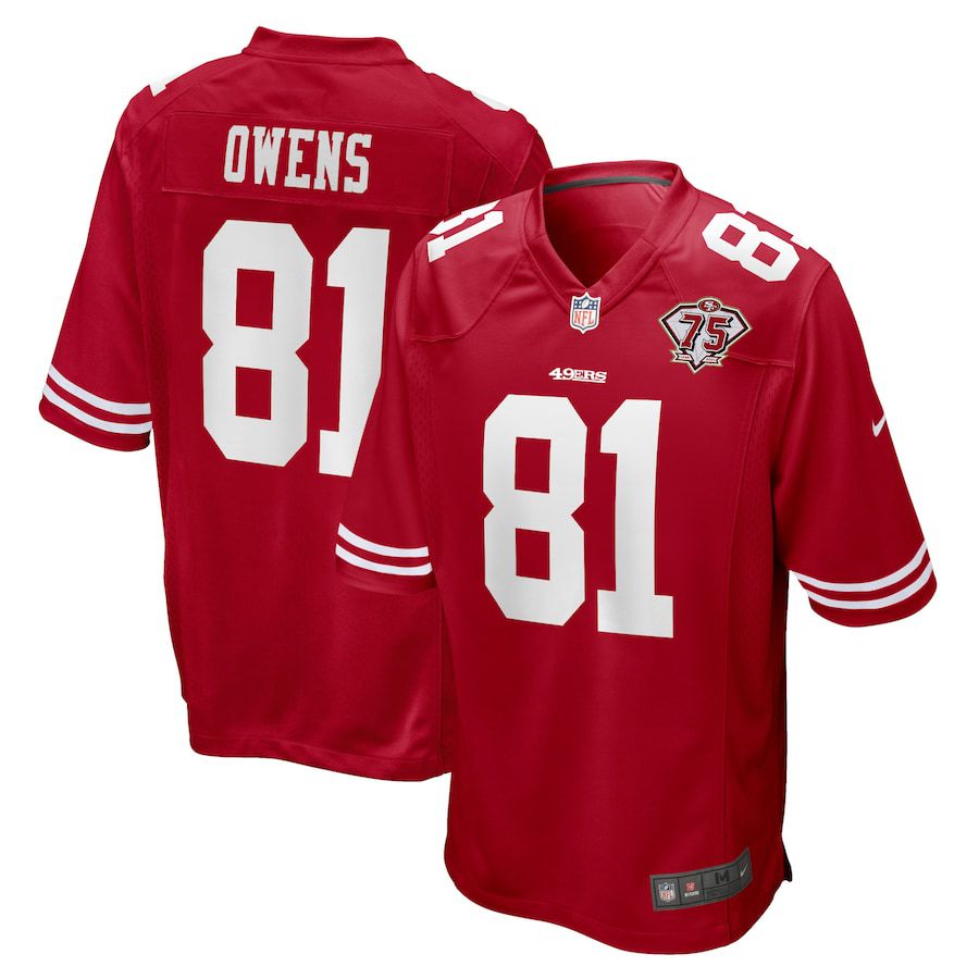 Men San Francisco 49ers #81 Terrell Owens Nike Scarlet 75th Anniversary Retired Player Game NFL Jersey->san francisco 49ers->NFL Jersey